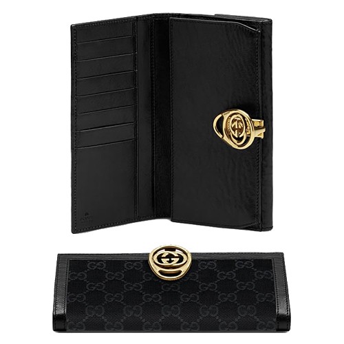 Noir Gucci Continental Porte-Monnaie Avec Verrouillage